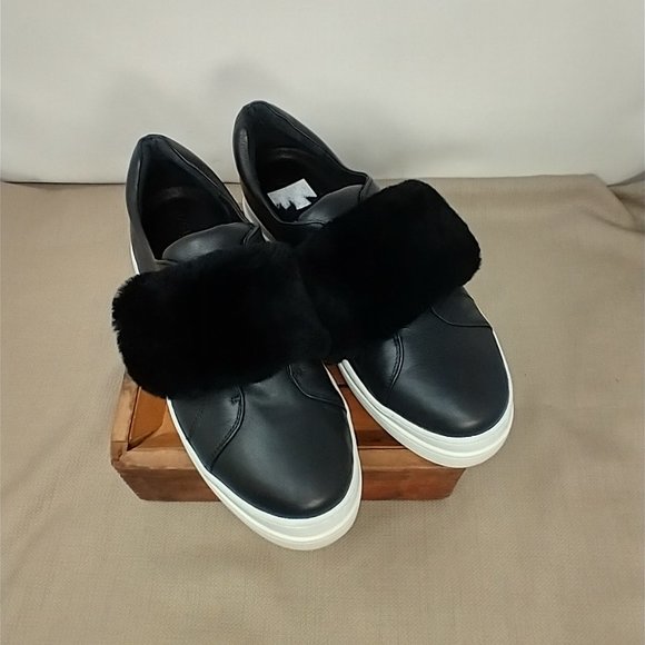J/SLIDES NYC BLACK LEATHER SLIP ON SNEAKERS SIZE 9.5 - Picture 11 of 11